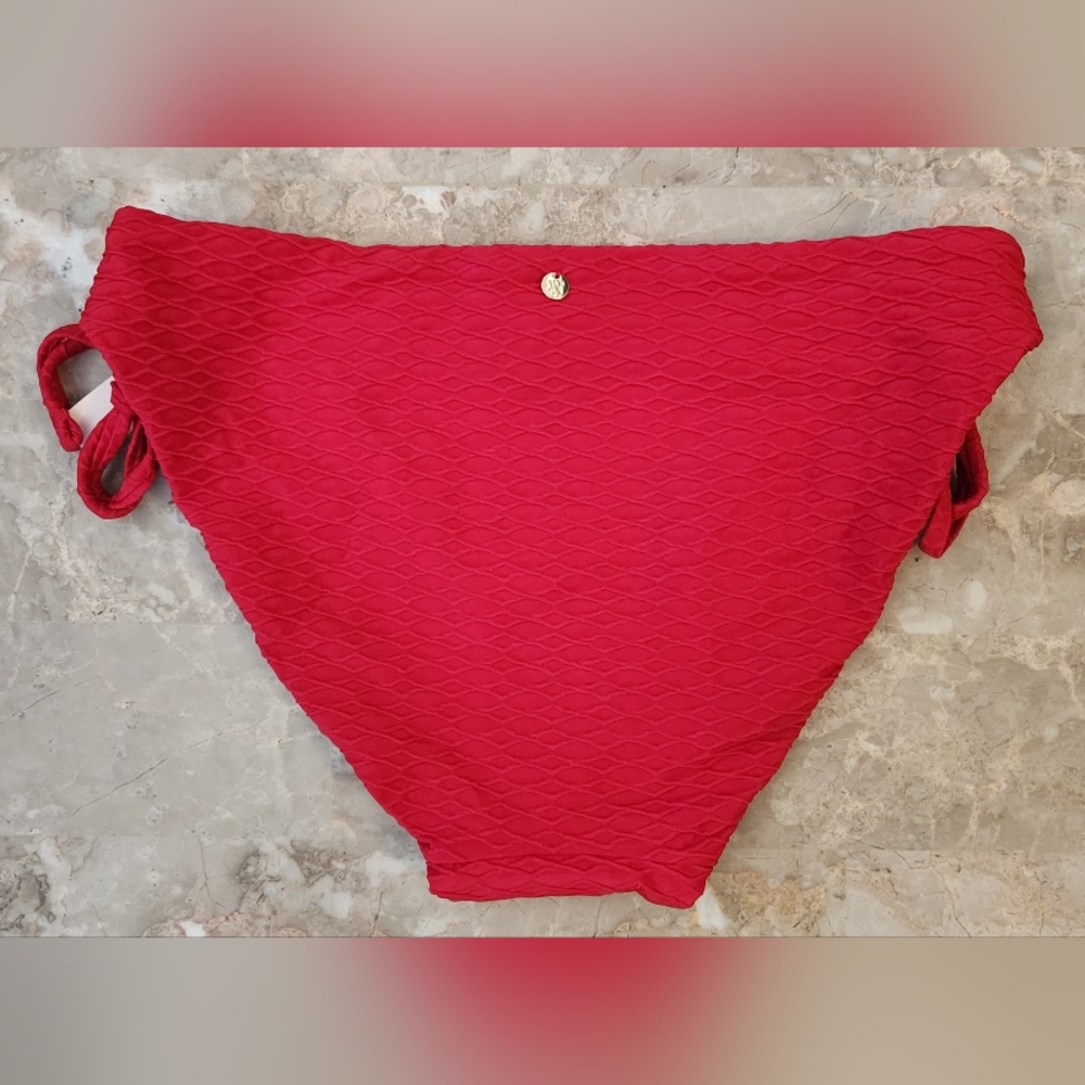 32DD/M VS Swim Full Coverage Bikini Top Side Tie Bikini Set Red - Picture 6 of 9